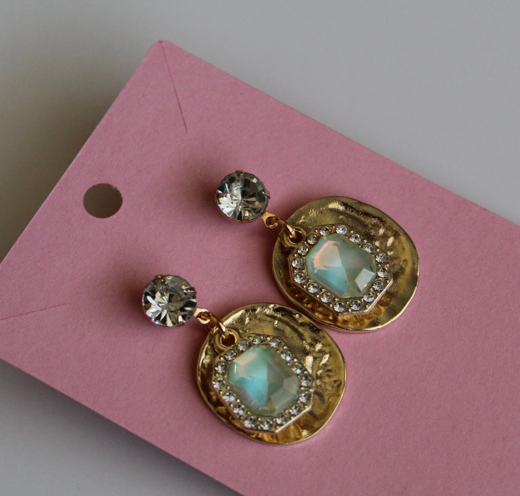 Gold and Crystal Iridescent Earrings