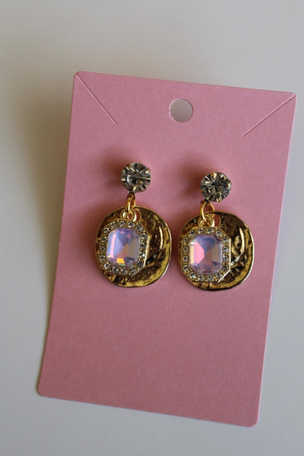 Gold and Crystal Iridescent Earrings