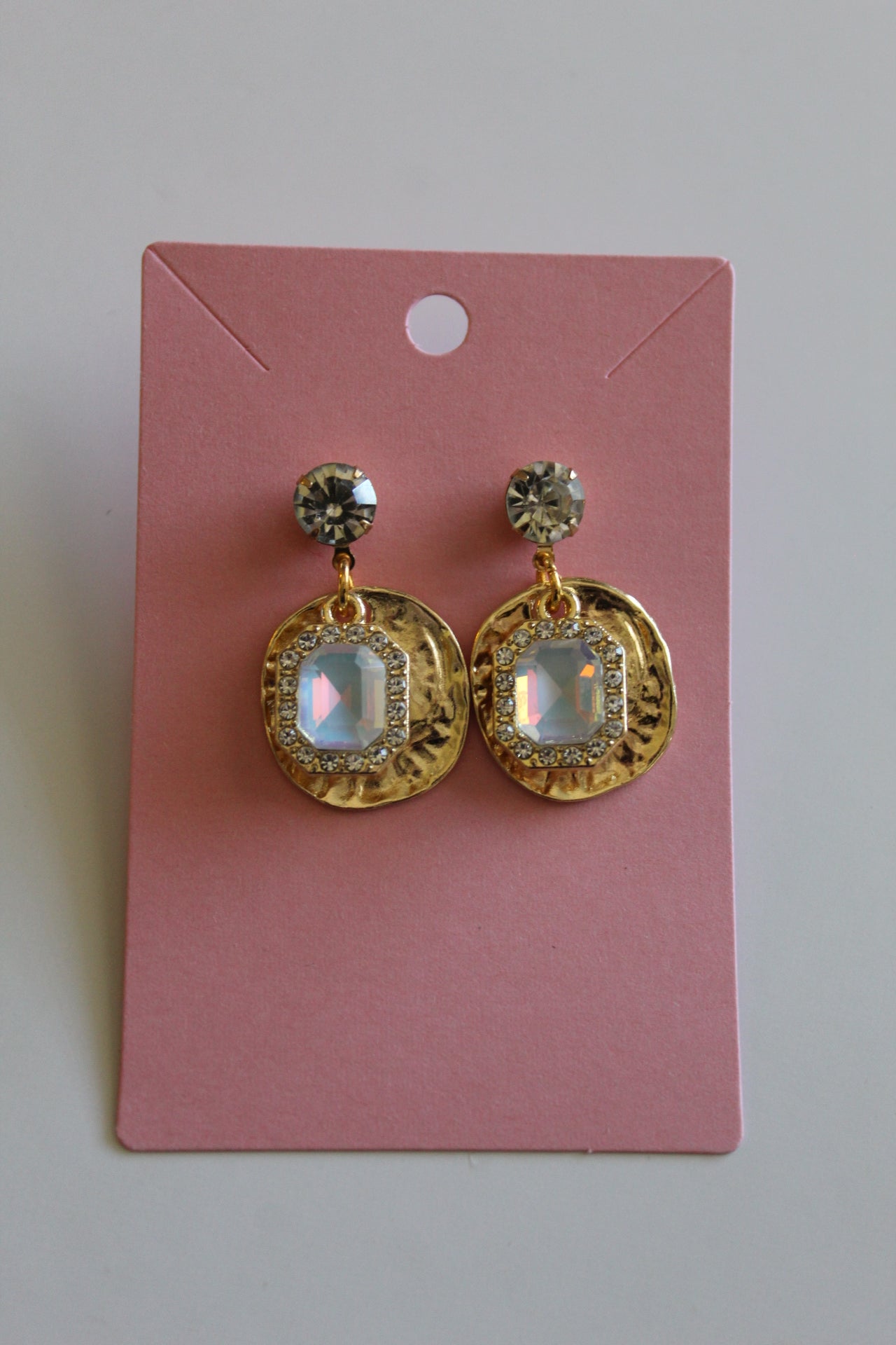 Gold and Crystal Iridescent Earrings